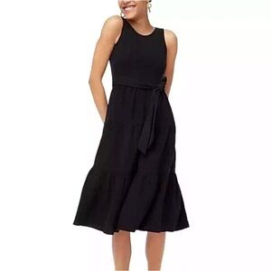 J.CREW | Sleeveless Belted Gauze Midi Dress in black size 4